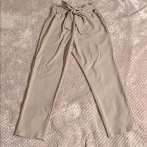 Tan Paperbag Ankle Pants w/tie